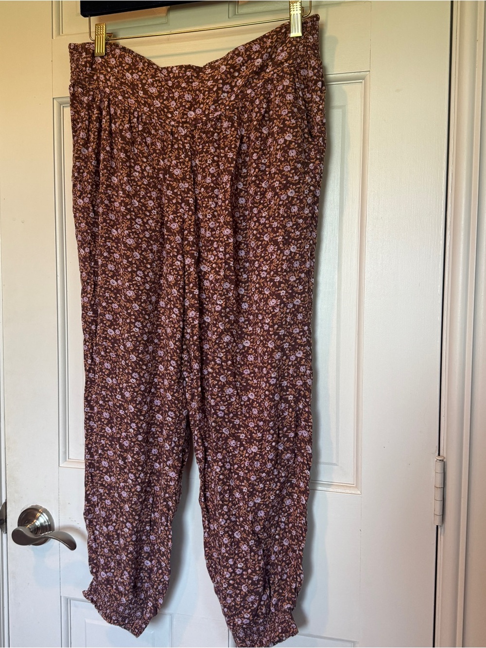 Brown Floral Cropped Balloon Pants